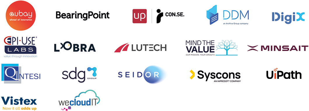 Aubay Italia - BearingPoint - CON.SE - DDM Solutions - Digix Plus - EPI-USE - Lobra Athenea - Lutech - MindtheValue - Minsait - Qintesi - SDG Group - SEIDOR - Syscons - Vistex - Uipath - WeCloudIT 